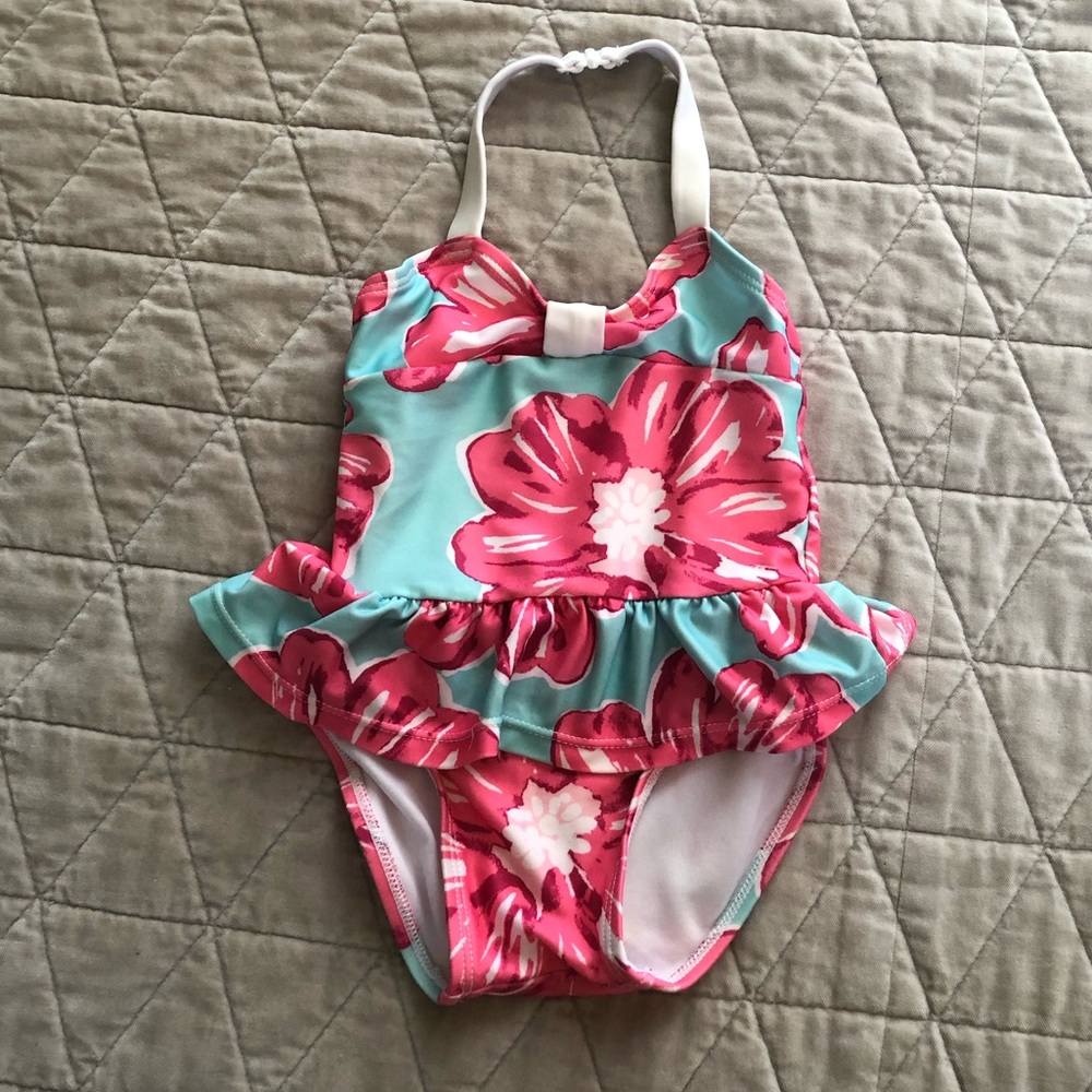 Gymboree Girly Floral Cute Skirted Halter Swimsuit
